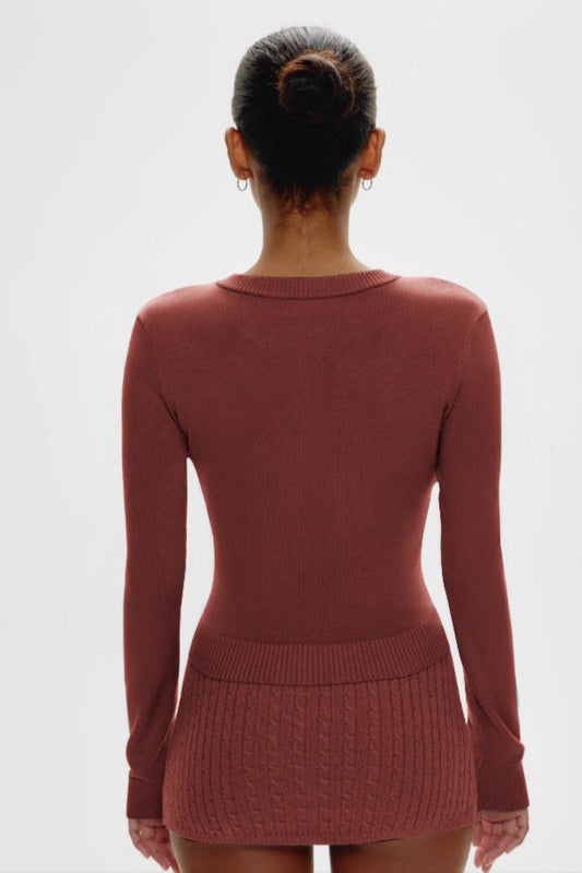 Vielseitiger, lässiger Strickcardigan im Retro-Stil mit Rundhalsausschnitt und langen Ärmeln.