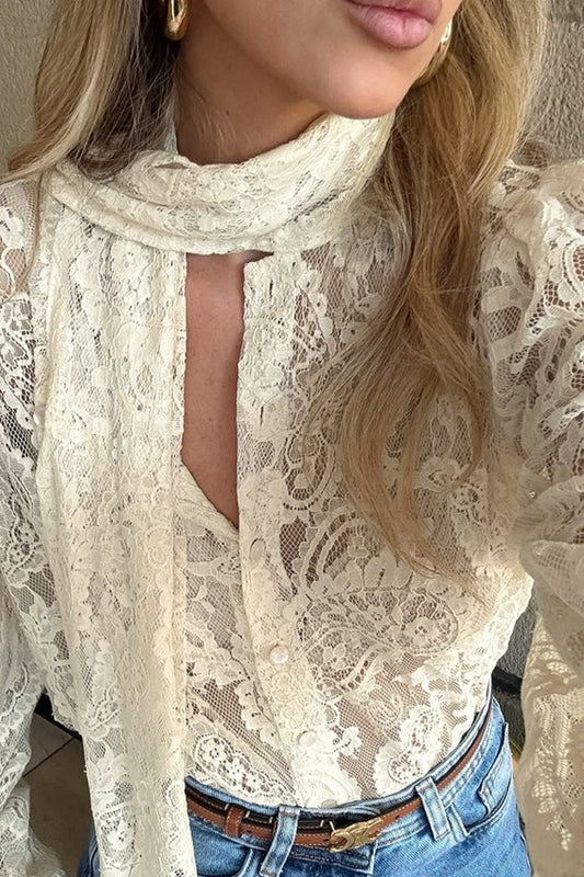 Scarf Tie Lace Blouse