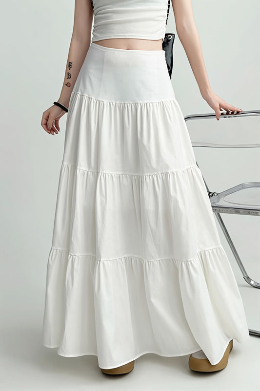 Tiered Drop Waist Maxi Skirt