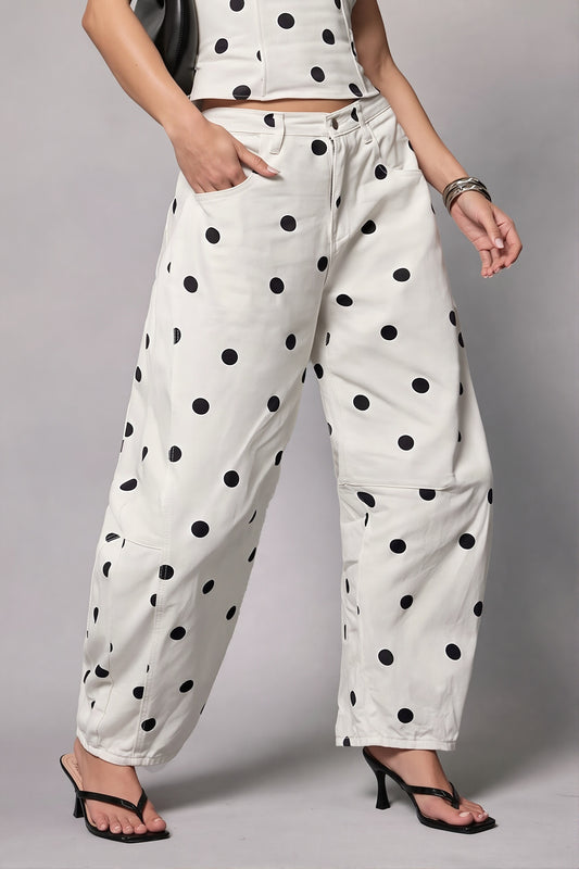Chic Polka Dot Barrel Jeans