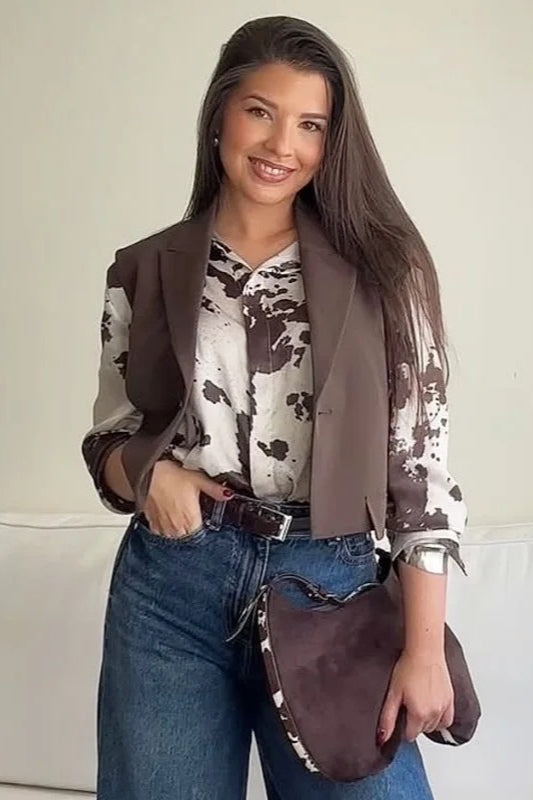 Oversize-Bluse aus Satin mit Animalprint