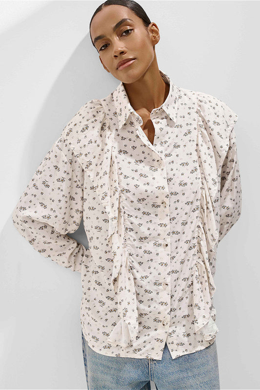 Locker geschnittene Bluse mit Blumenmuster und Rüschen