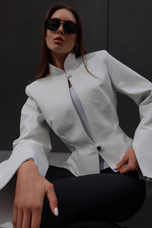 Lederjacke mit Stehkragen