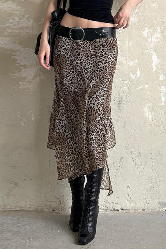 Vintage Leopardenmuster Low Waist Bodycon Rock