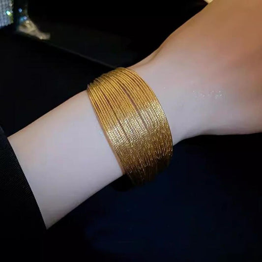 Brushed Multi Layer Open Wide Bracelet