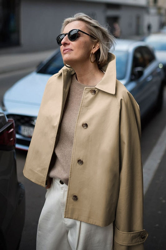 Trendige Khaki Langarmjacke