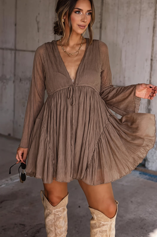 Sheer Chiffon Flowy Mini Dress
