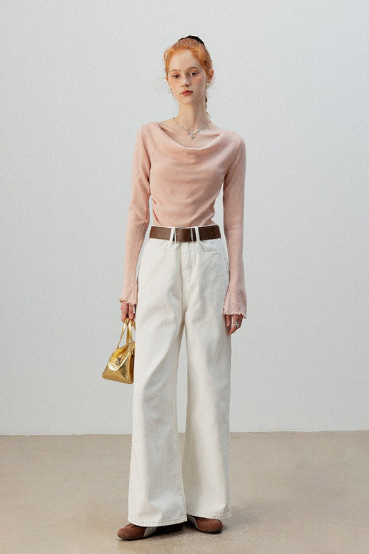 Burgunderfarbenes zweiteiliges Stricktop