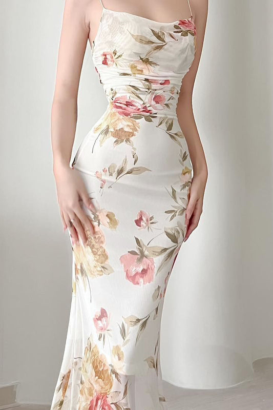 Meerjungfrau-Partykleid mit Blumenmuster und Camisole