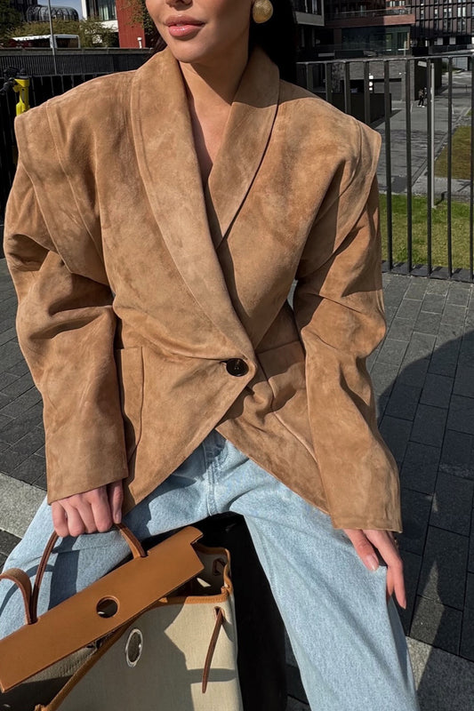 Wattierter Blazermantel in Wildlederoptik