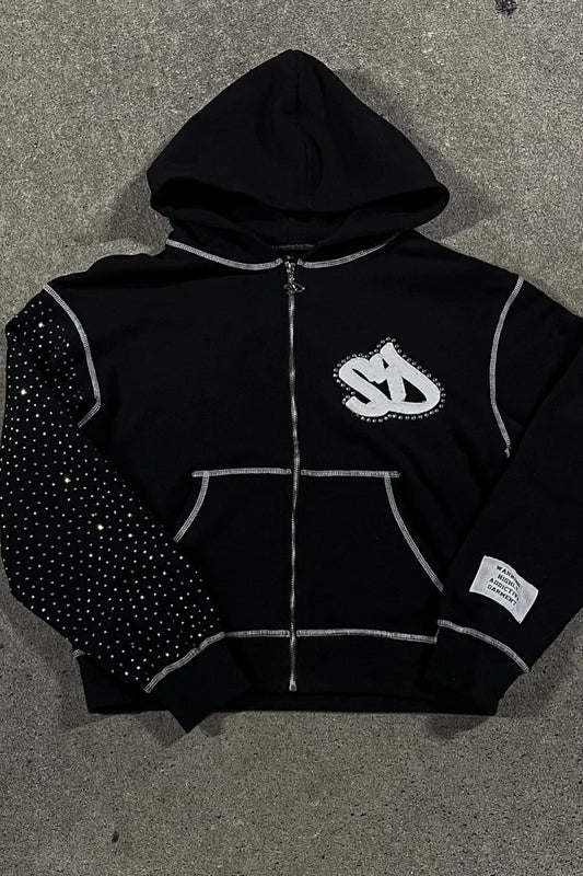 Oversize-Hoodie mit Reißverschluss und Stickerei