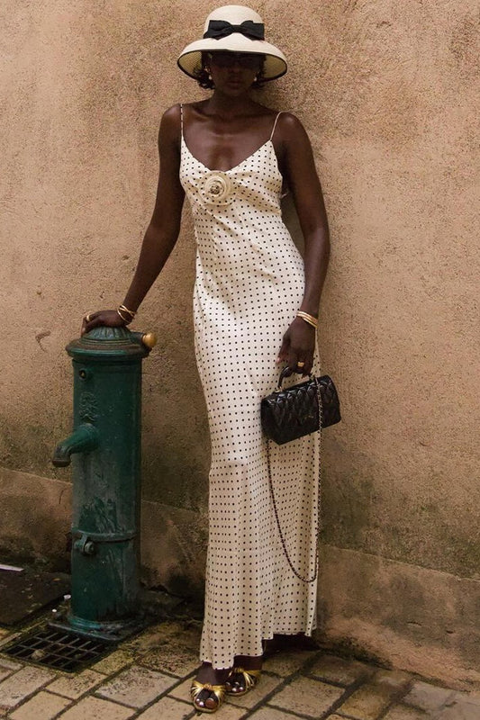 Bedrucktes, rückenfreies, figurbetontes Maxikleid mit Camisole-Ausschnitt