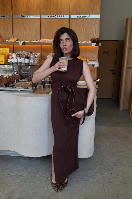 Solides Tank-Maxikleid mit Schlitz