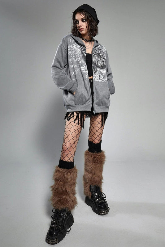 Oversize-Hoodie mit Adler-Print