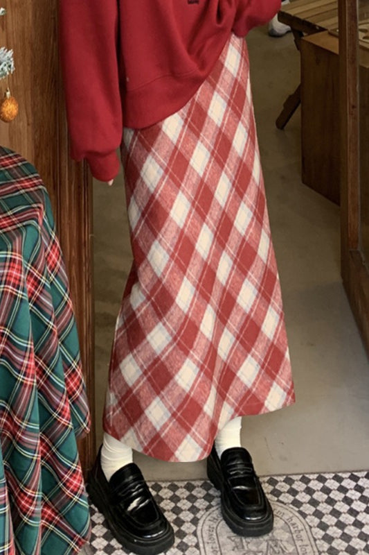 Vintage-Rock in A-Linie mit hohem Bund und Schlitz