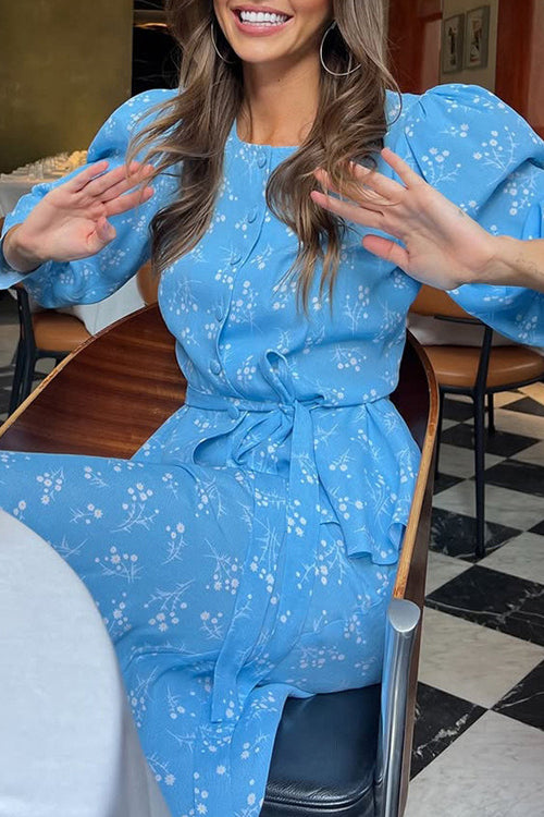 Zweiteiliges Set mit Rundhalsausschnitt, Langarm-Cardigan-Oberteil mit Digitaldruck