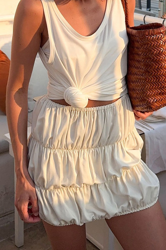 Lässiger Rock mit hoher Taille und Rüschen