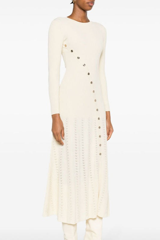Asymmetrisches Strickkleid mit Knöpfen