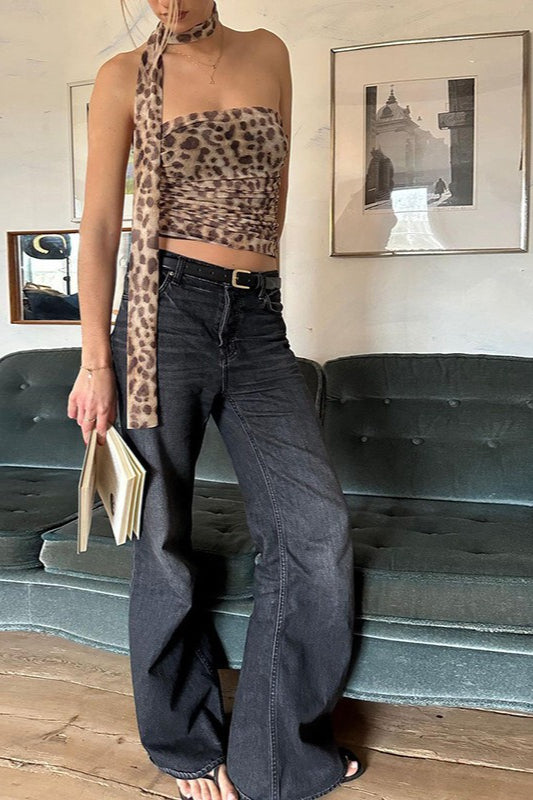 Crop-Top mit Leopardenmuster