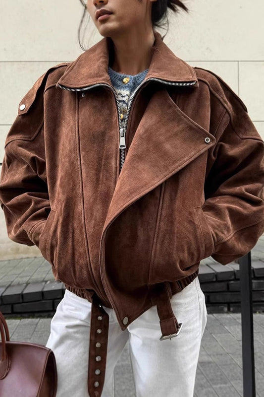 Vintage Locker geschnittener brauner Mantel