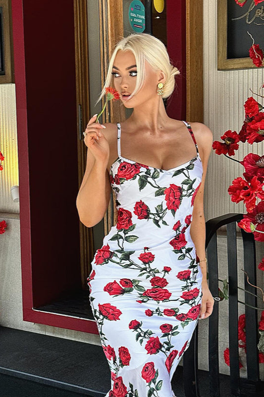 Cami-Partykleid mit eckigem Ausschnitt und Blumenmuster