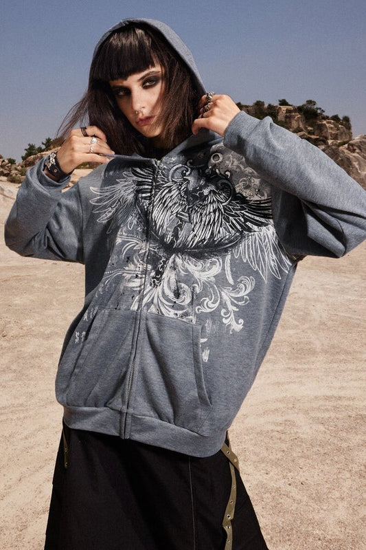 Oversize-Hoodie mit Adler-Print