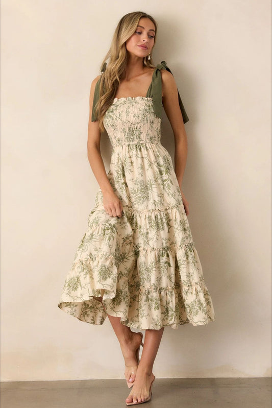 Maxi-Boho-Kleid mit Spaghettiträgern und Blumenmuster