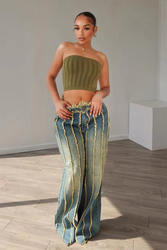 Patchwork-Jeans aus Stretch-Denim