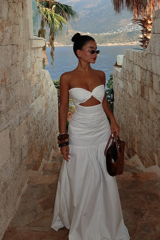 Trägerloses, ausgehöhltes Maxi-Strandkleid