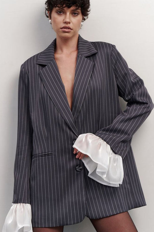 Vintage-Blazer mit Streifen und Patchwork-Muster