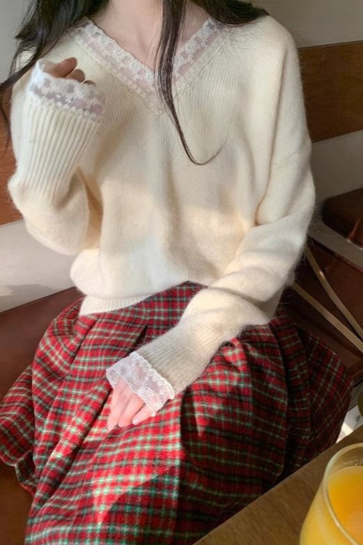 Karierter Wollfaltenrock