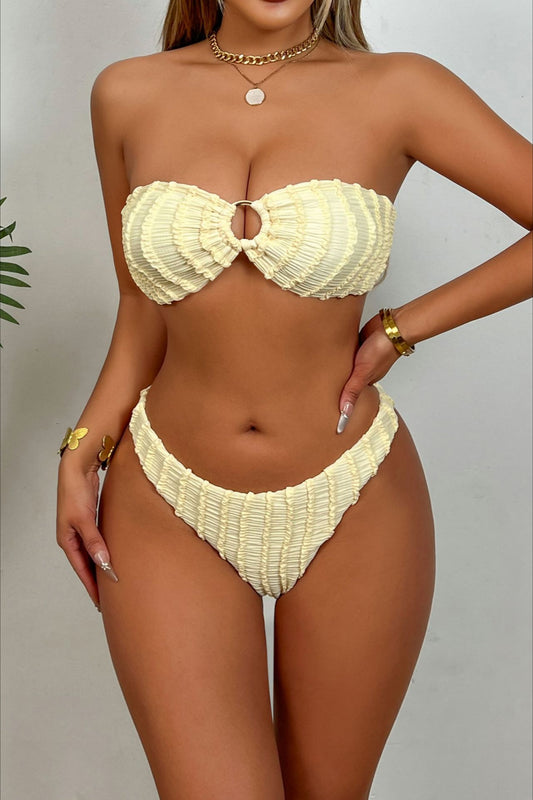 Bandeau-Bikini-Set mit hoher Taille