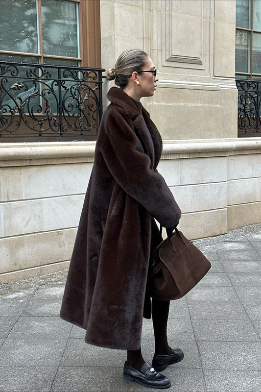 Belted Longline Faux Fur Insulated Overcoat