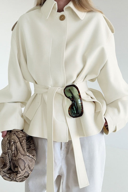 Drapierte Jacke aus Wildlederimitat mit Revers