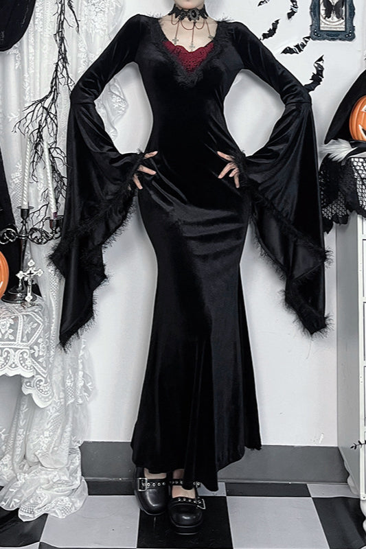 Elegantes Gothic-Kleid mit offenem Rücken