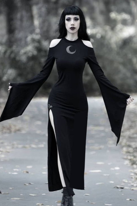 Transparentes Gothic-Kleid mit Glockenärmeln