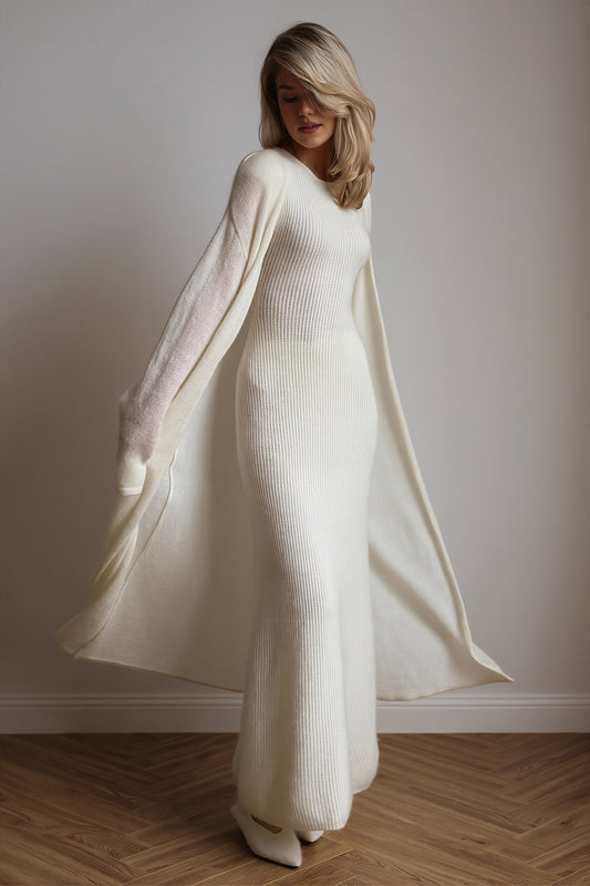 Knit Cardigan And Sleeveless Dress Set