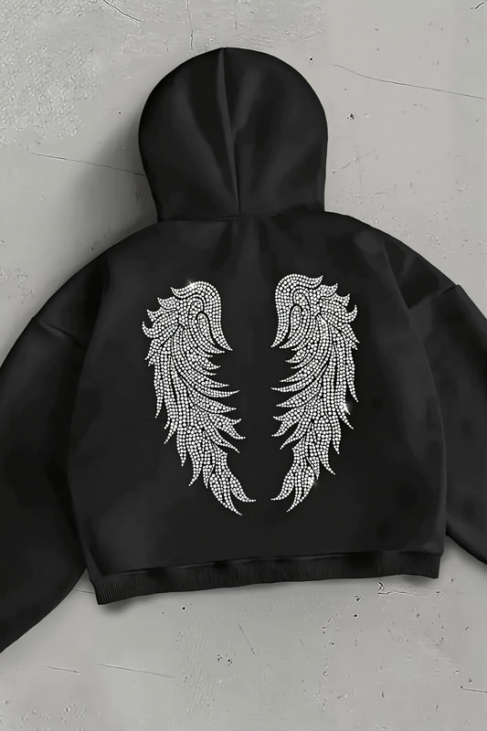 Angel Wing Graphic Zip Hoodie