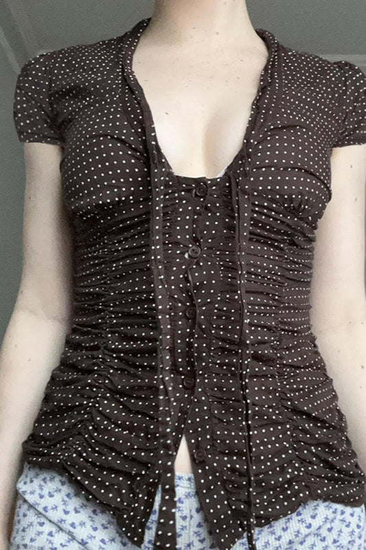 Bluse mit Knopfleiste und Punktmuster