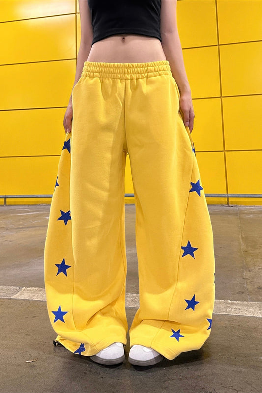 Sportliche Vintage-Hose mit Sternenprint und Farbblock-Design