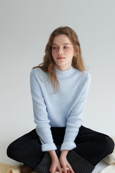 Thermooberteil mit Stehkragen, einfarbig gestrickt