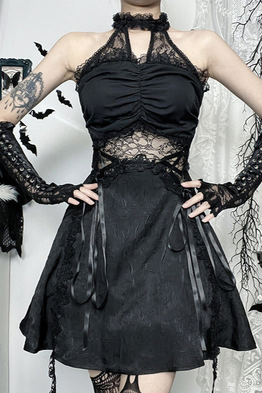 Halloween Gothic-Kleid mit schwerem Verzierung