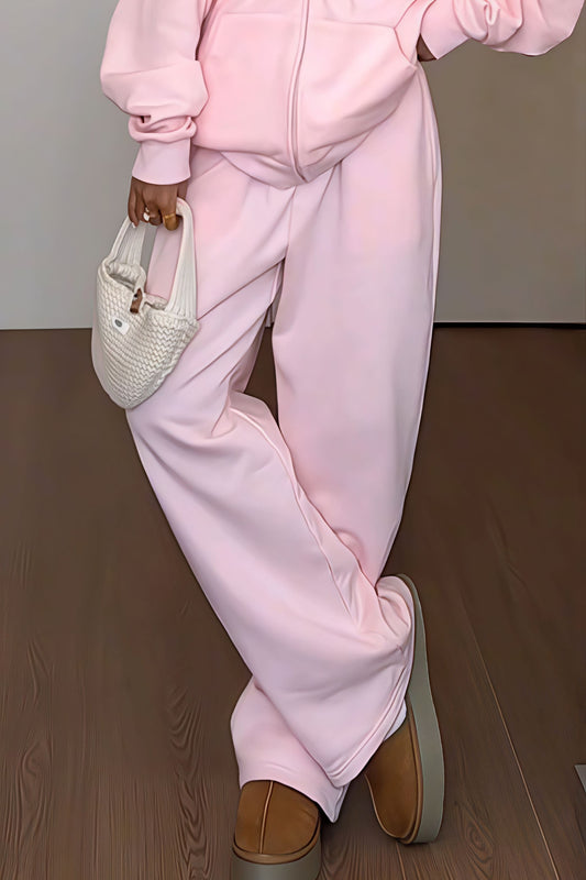 Retro Pink Relaxed Wide Leg Casual Pants