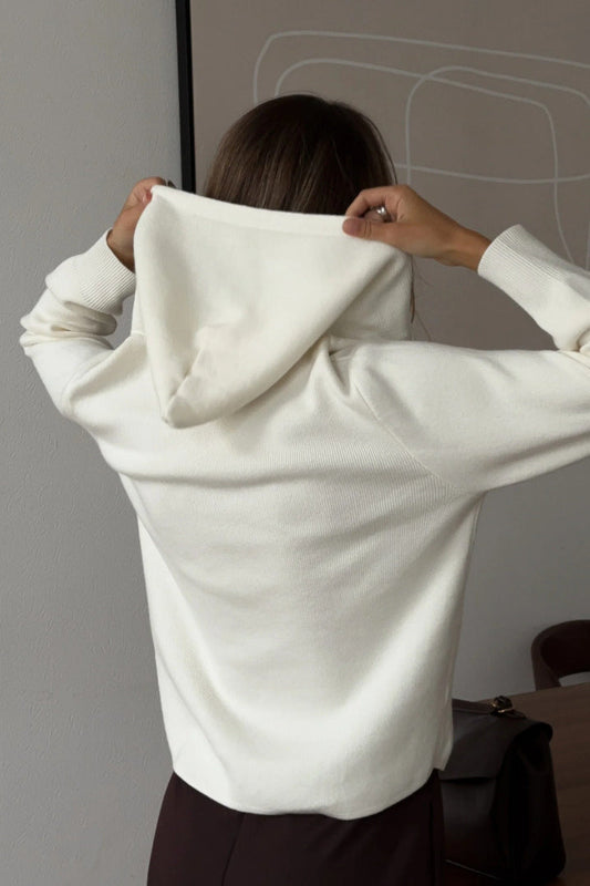 Soft Double Zip Hooded Short Knit Cardigan