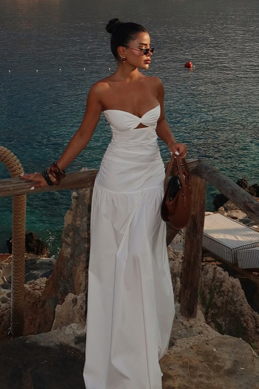 Trägerloses, ausgehöhltes Maxi-Strandkleid