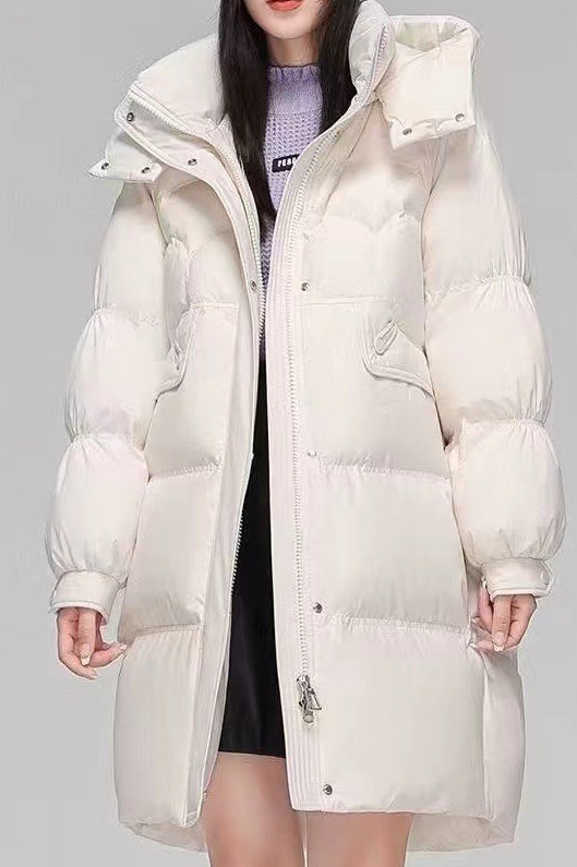 Long Oversize Insulated Puffer Jacket S / White