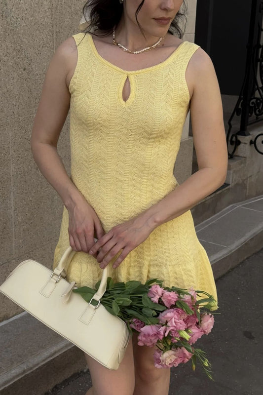 Jacquard-Boho-Kleid mit Rüschen und figurbetontem Tank