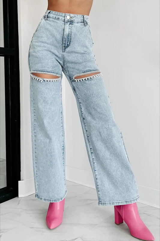 Gewaschene High Waist Fashion Jeans