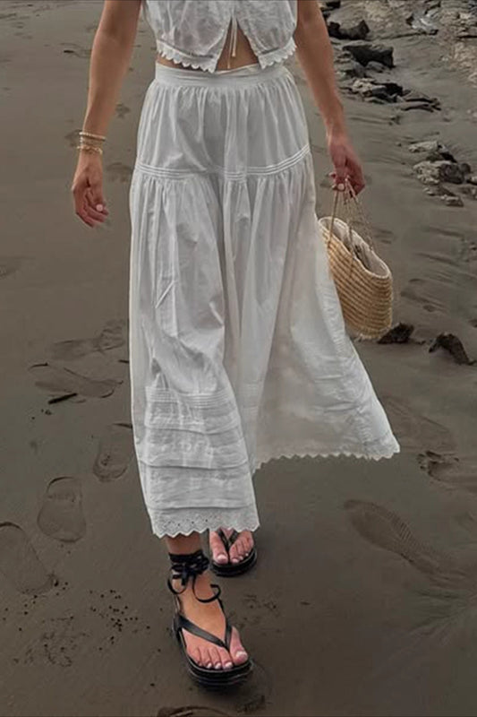 Asymmetrischer Maxirock mit Spitzeneinsatz