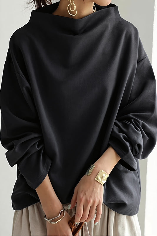 Funnel Neck Oversized Pullover Sweatshirt